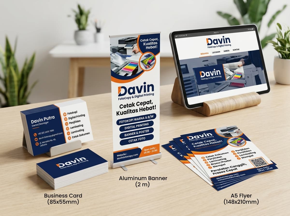 Davin FotoCopy & Percetakan — Desain Promosi & Branding